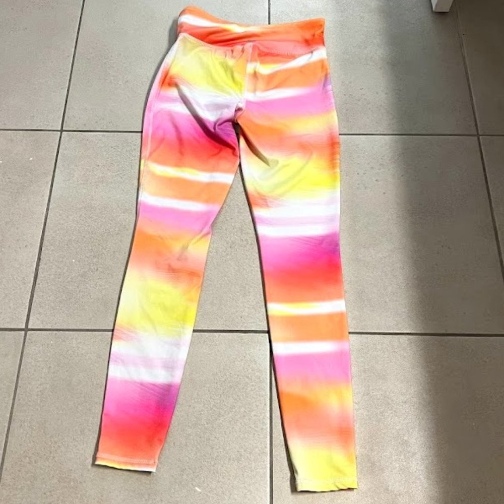 Rainbow watercolor leggings, size S, full length